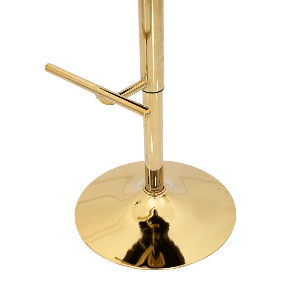 Dark Brown Velvet Bar Stool with Gold Base Luxury Casa