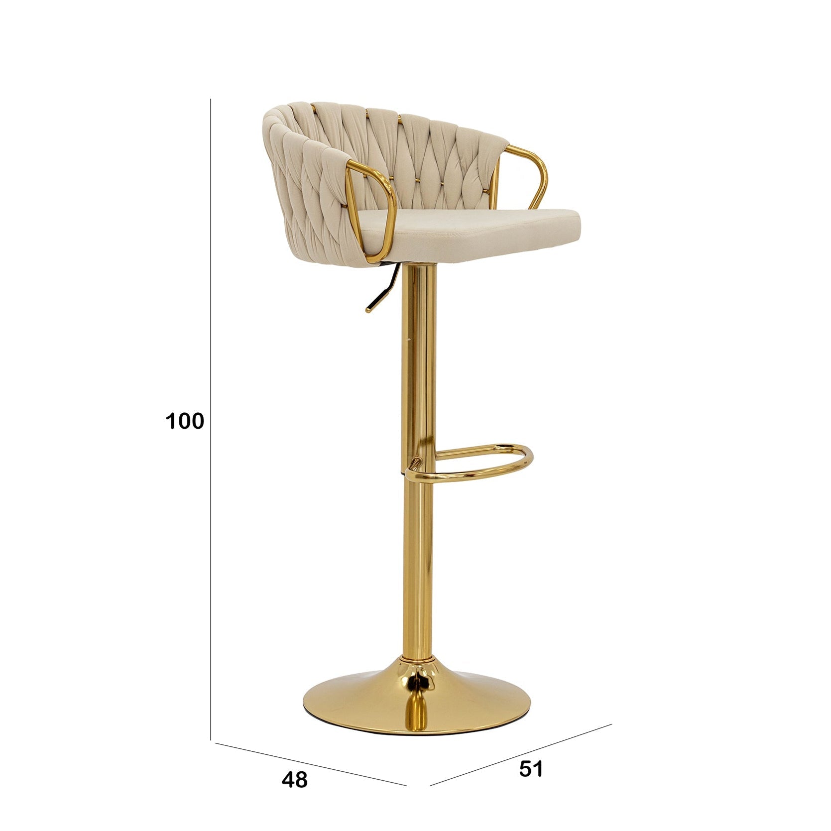 Luxury Velvet Bar Stool with Golden Base Luxury Casa