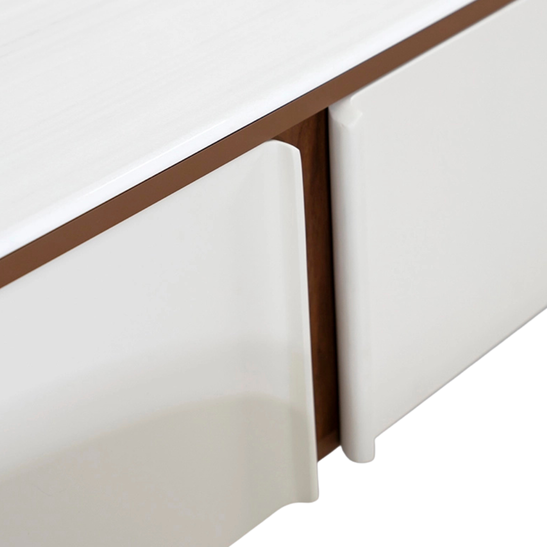 Modern White TV Unit with Wooden Accents Luxury Casa