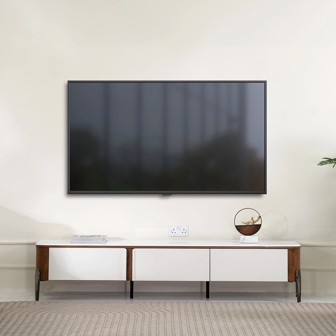 Modern White TV Unit with Wooden Accents Luxury Casa