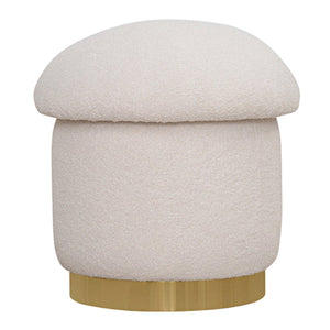 Round Bouclé Ottoman with Gold Base
