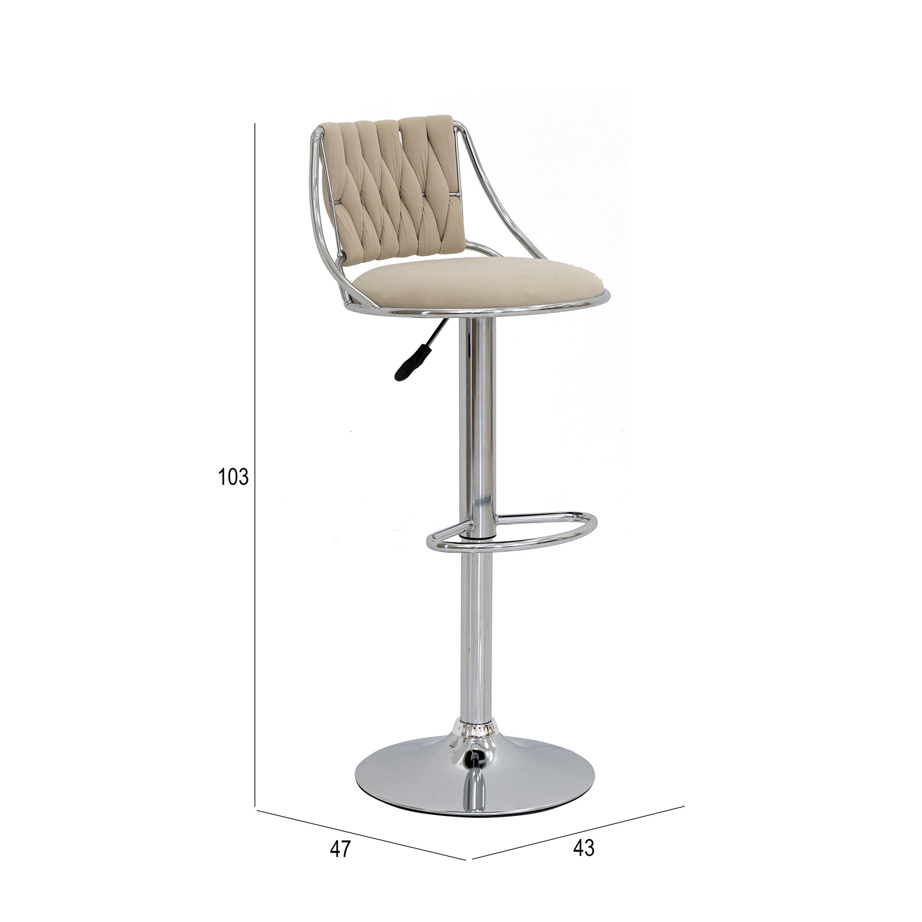 Velvet Bar Stool with Chrome Base Luxury Casa