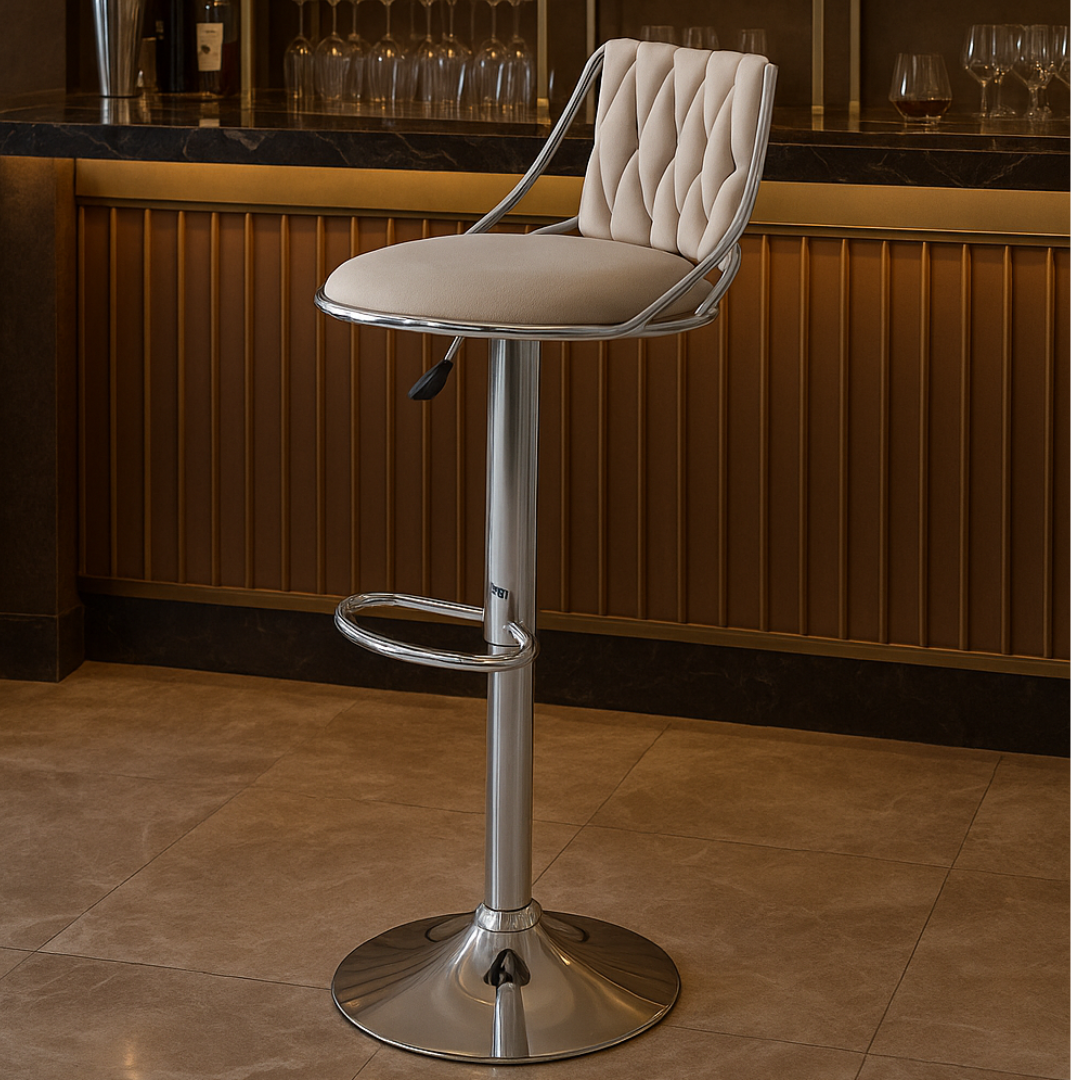 Velvet Bar Stool with Chrome Base Luxury Casa