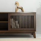 Wooden TV Unit with Slatted Doors Luxury Casa