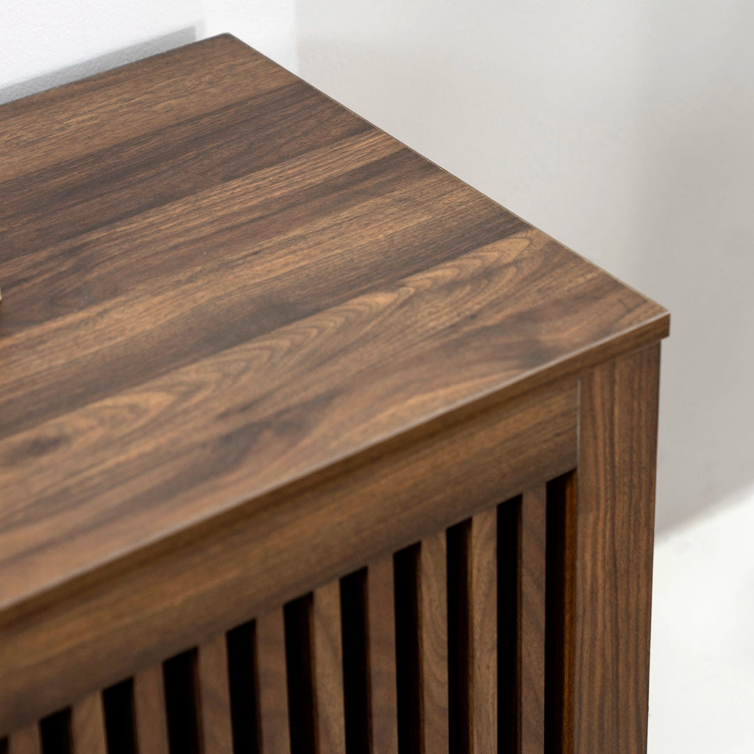 Wooden TV Unit with Slatted Doors Luxury Casa