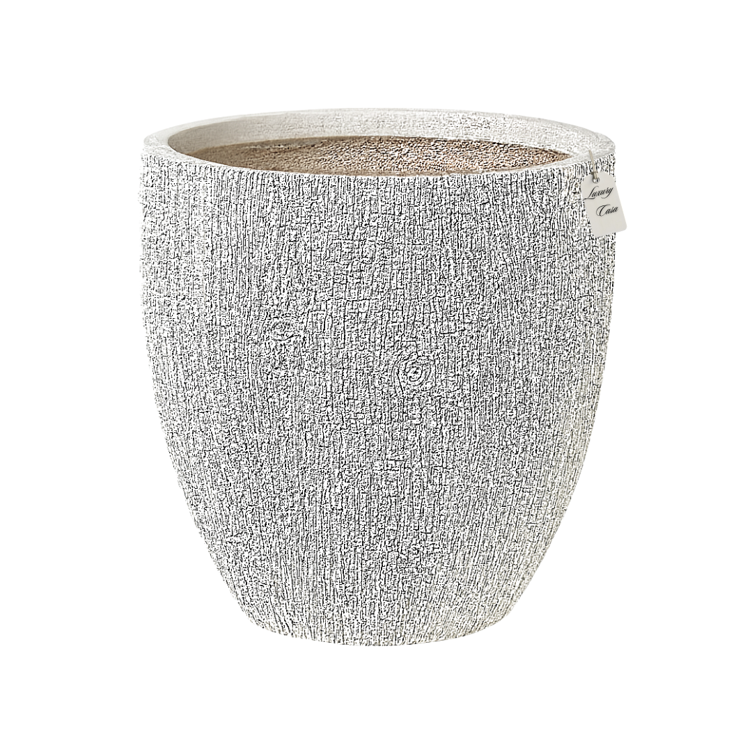 Wood Grain Textured Planter – Modern Decorative Pot - Medium Luxury Casa