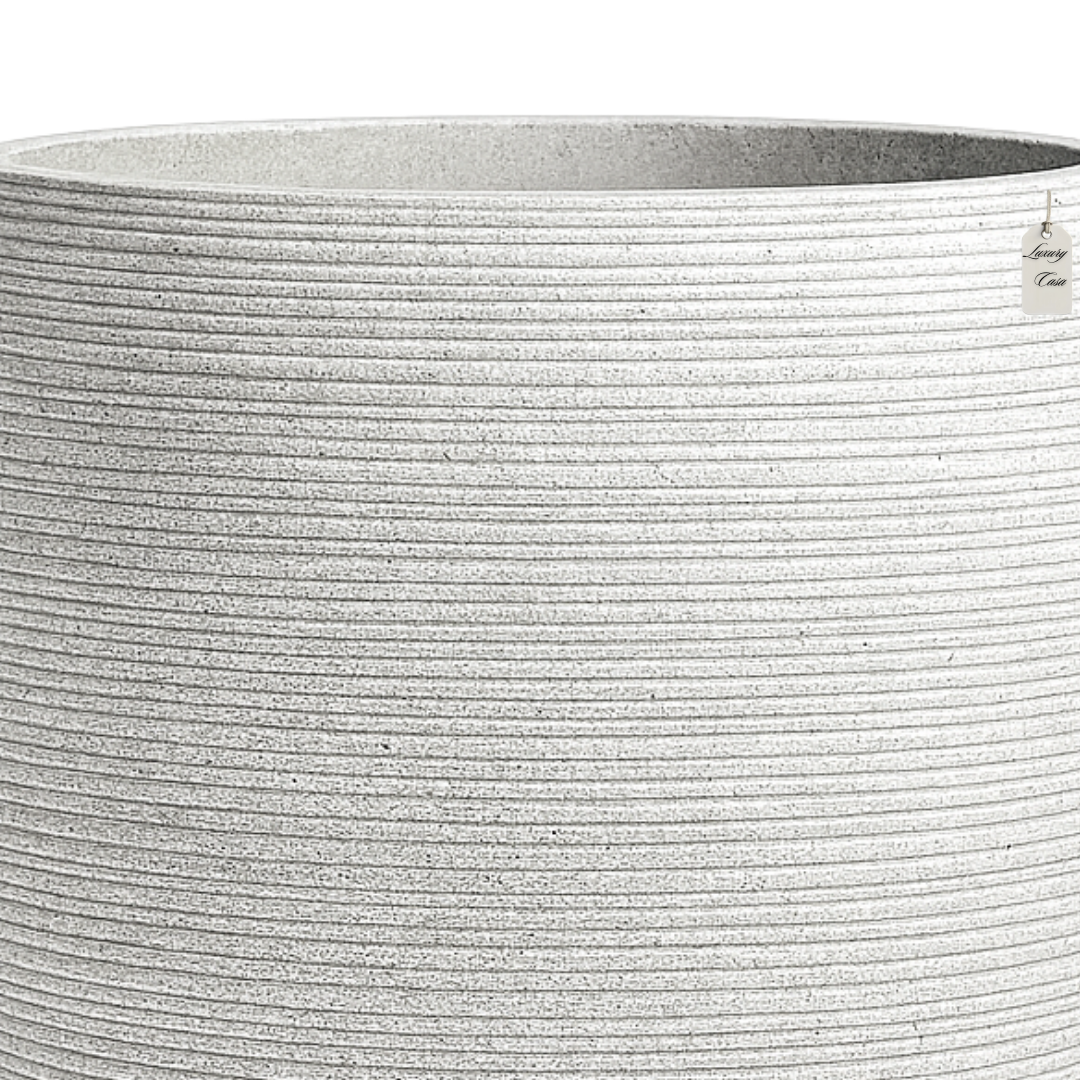 Horizontal Ribbed Round Planter – Modern Decorative Pot - Medium Luxury Casa