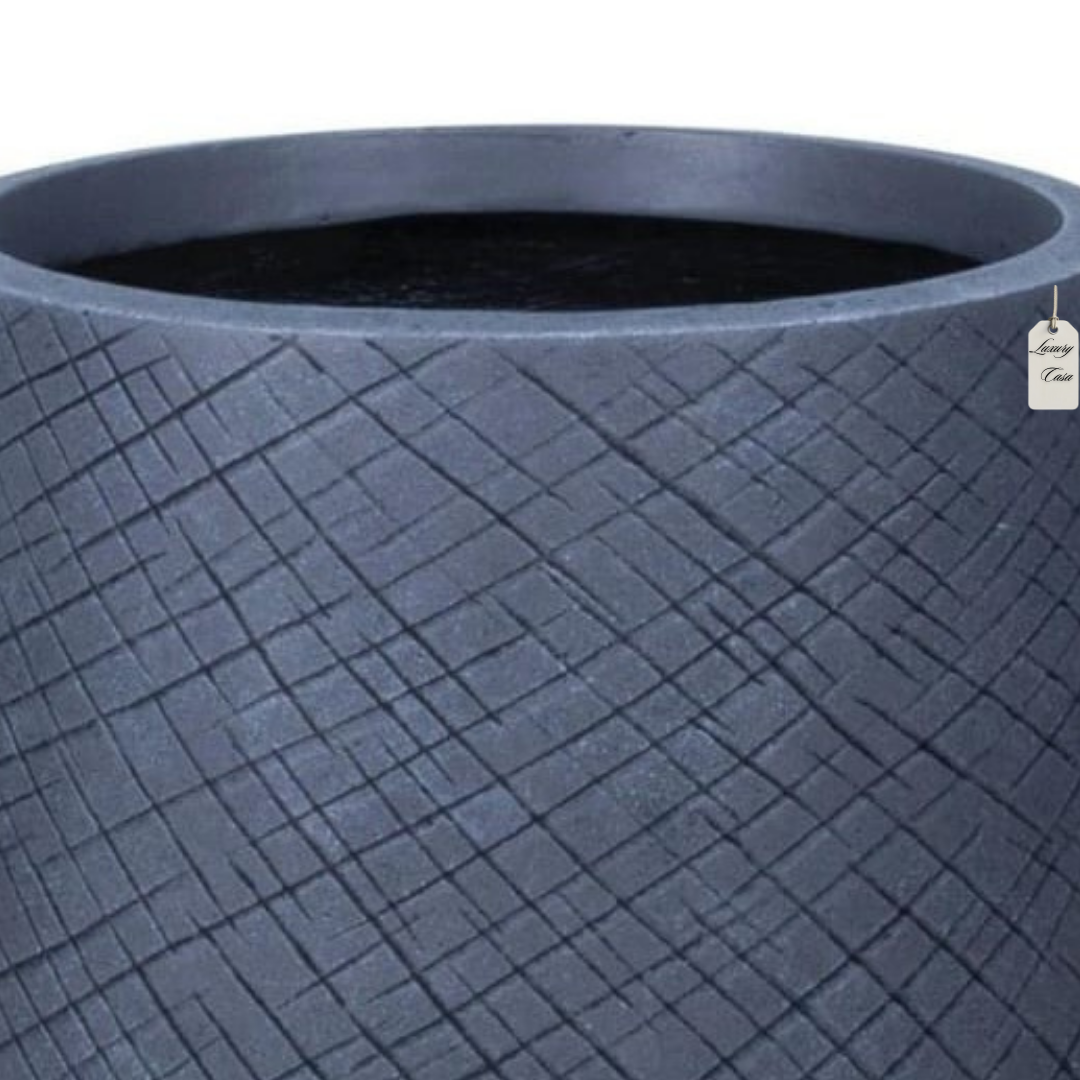 Crosshatch Textured Planter – Modern Decorative Pot - Large Luxury Casa