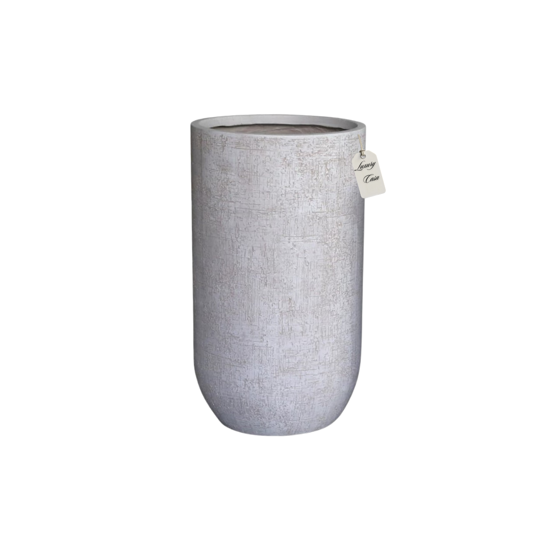 Tall Engraved Textured Planter – Modern Decorative Pot - Small Luxury Casa