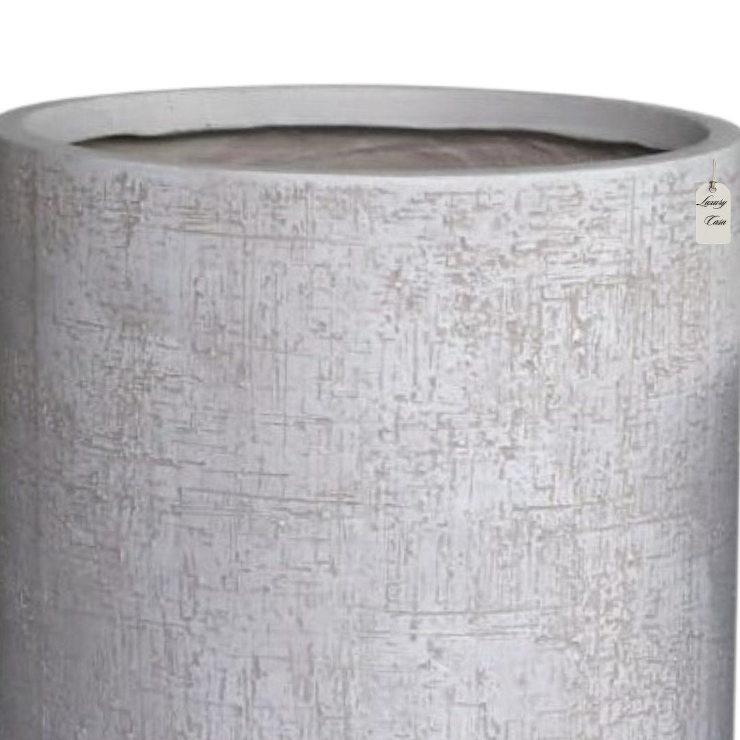 Tall Engraved Textured Planter – Modern Decorative Pot - Small Luxury Casa