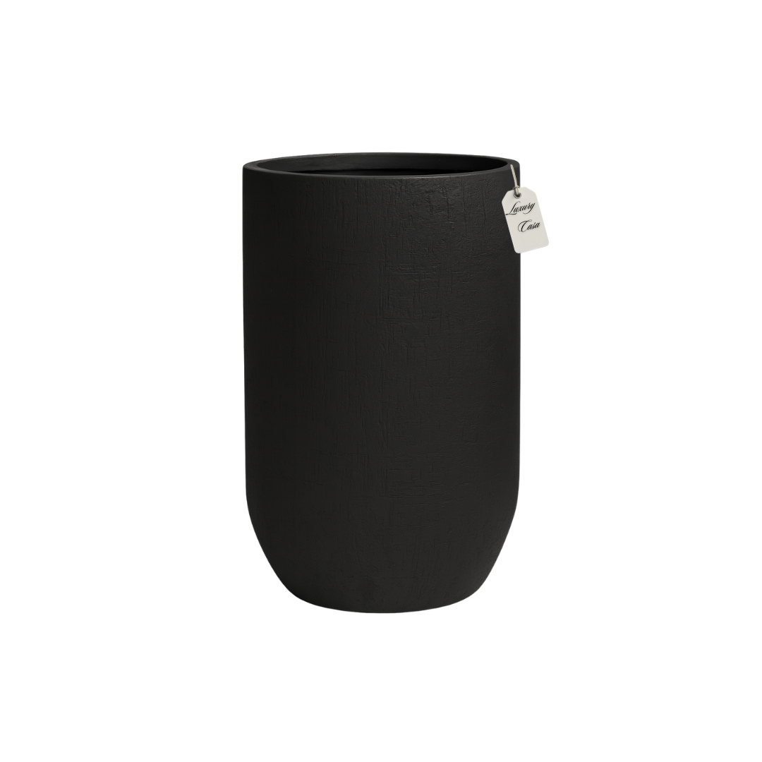 Tall Engraved Textured Planter – Modern Decorative Pot - Small Luxury Casa
