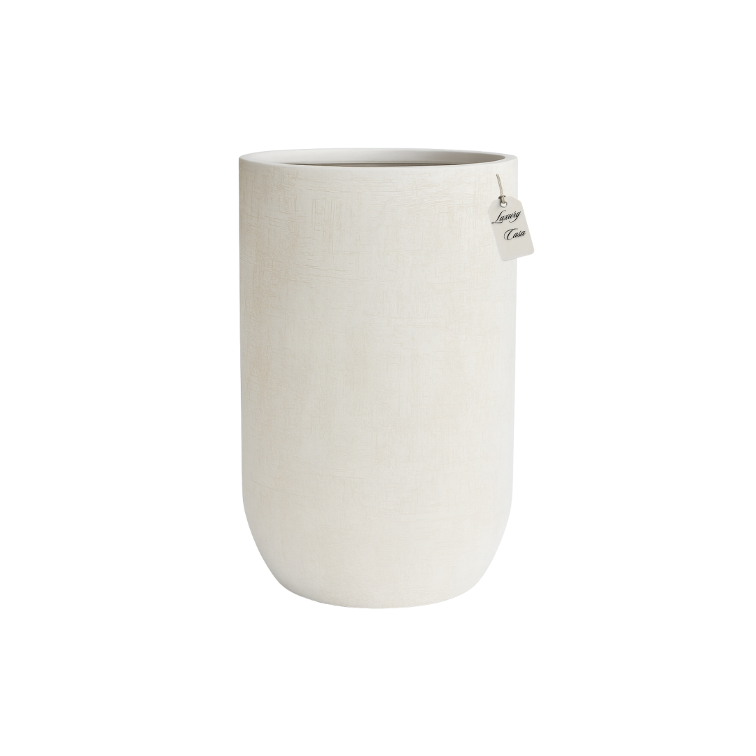Tall Engraved Textured Planter – Modern Decorative Pot - Small Luxury Casa