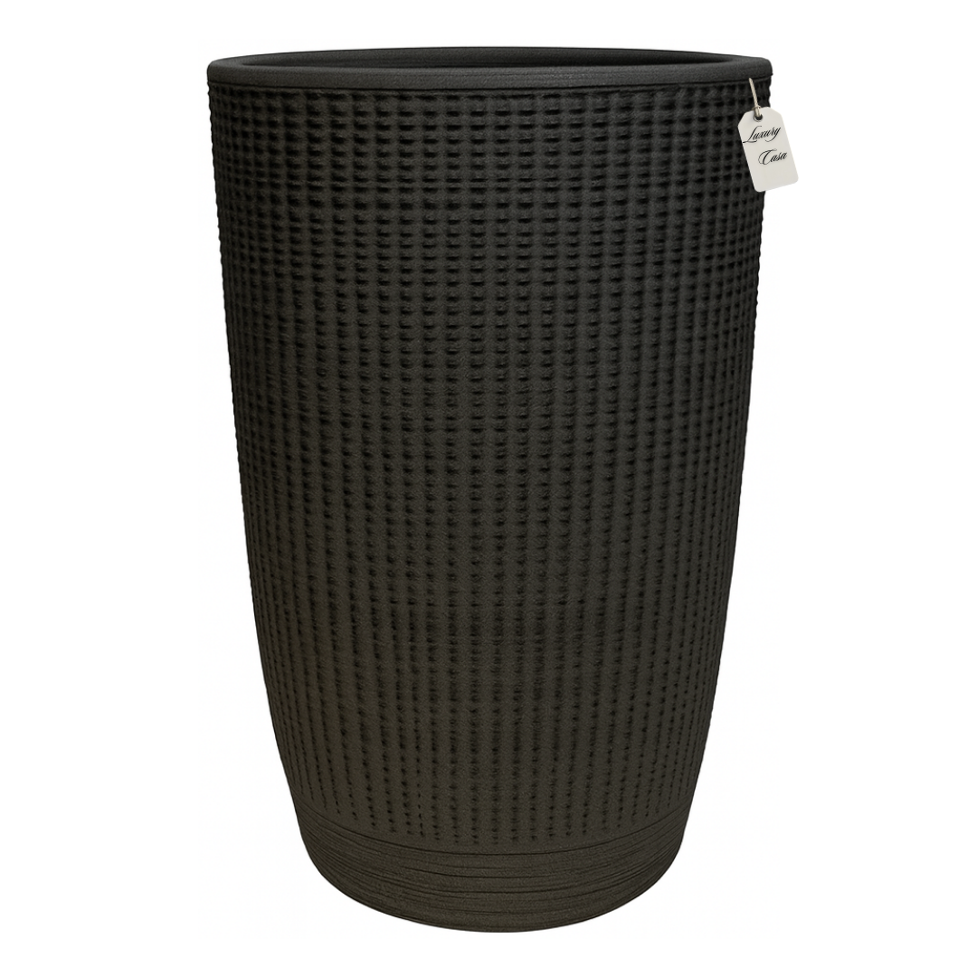 Tall Vertical Pattern Textured Planter – Modern Decorative Pot - Large Luxury Casa