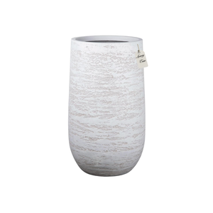 Textured White Tall Planter – Modern Decorative Pot - Medium