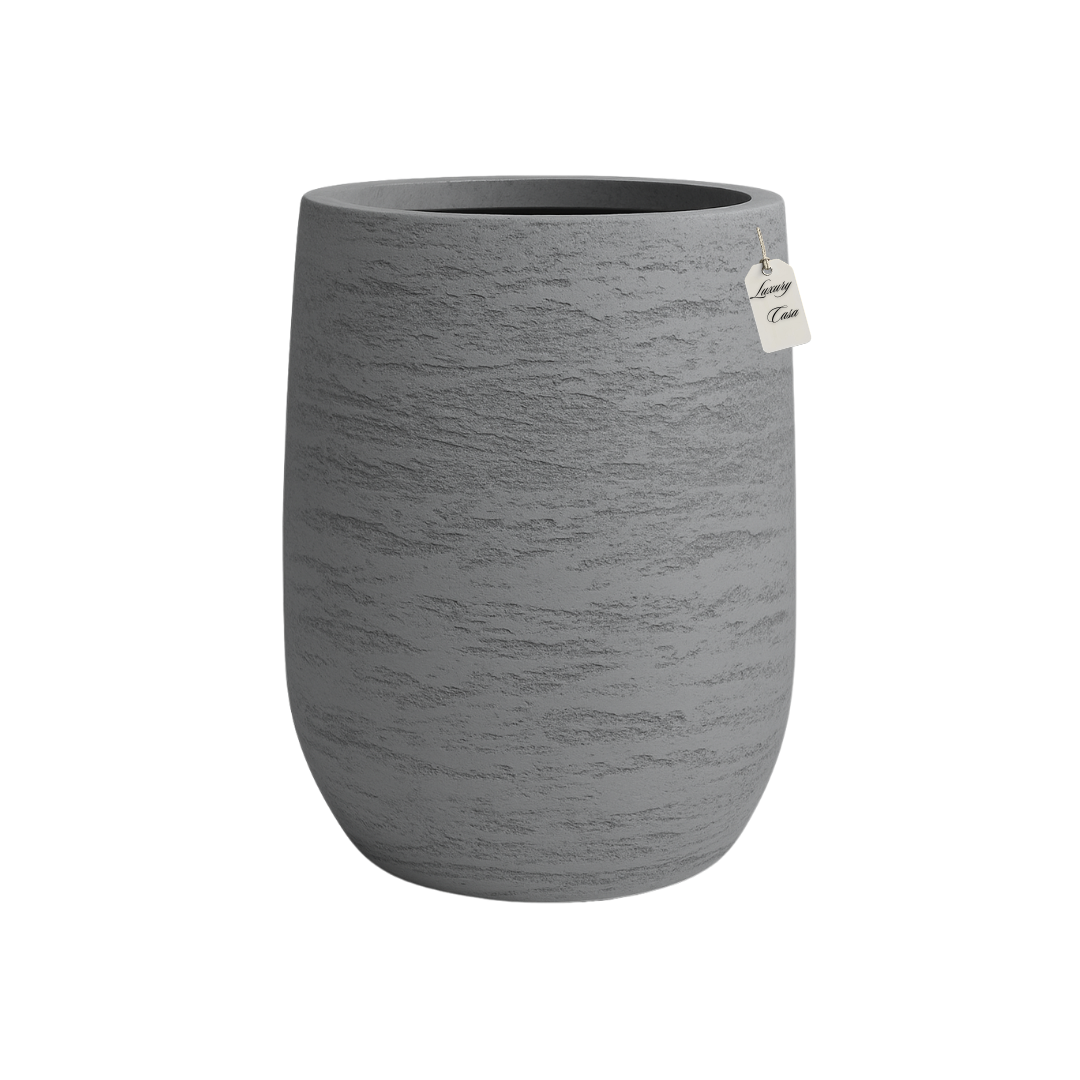 Textured White Tall Planter – Modern Decorative Pot - Medium Luxury Casa