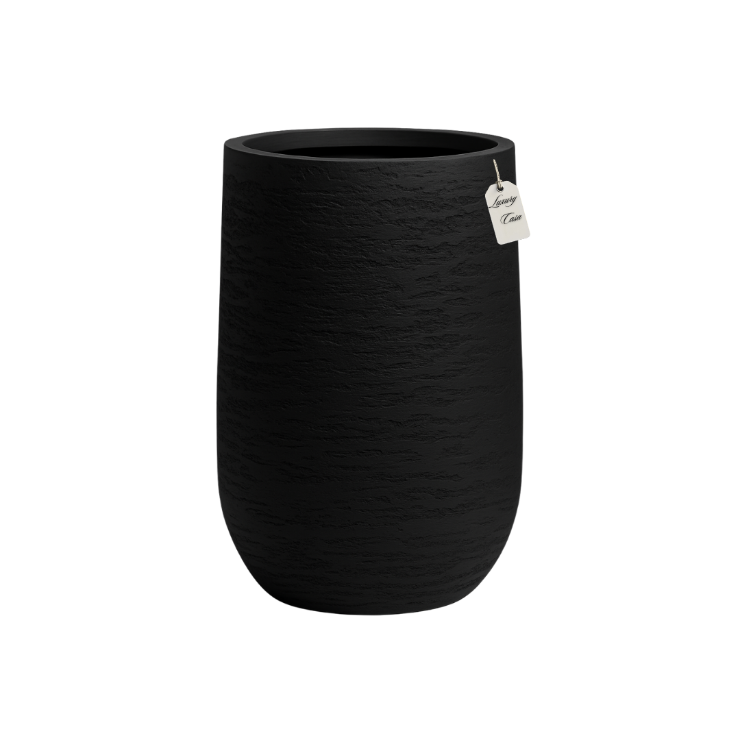Textured White Tall Planter – Modern Decorative Pot - Medium Luxury Casa
