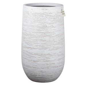 Textured White Tall Planter – Modern Decorative Pot - Large