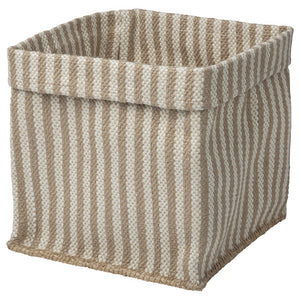 Handmade Beige Jute Basket with Striped Pattern