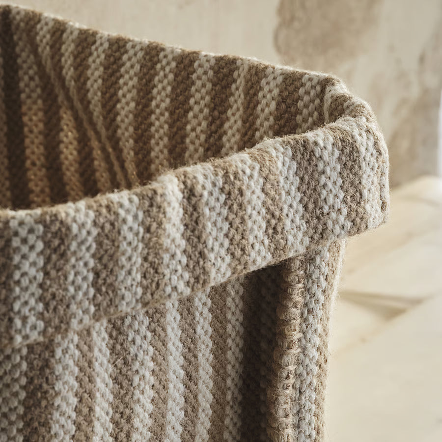 Handmade Beige Jute Basket with Striped Pattern Luxury Casa