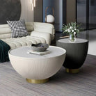 Marata Modern Coffee Table Set – Cream & Charcoal with Gold Base Luxury Casa