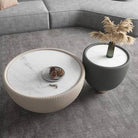 Marata Modern Coffee Table Set – Cream & Charcoal with Gold Base Luxury Casa
