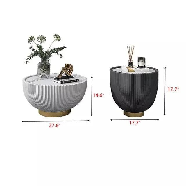 Marata Modern Coffee Table Set – Cream & Charcoal with Gold Base Luxury Casa