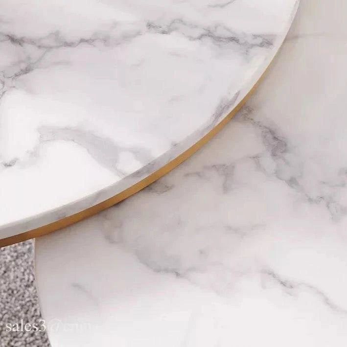 Marble Nesting Coffee Table Set – White & Gold Luxury Casa
