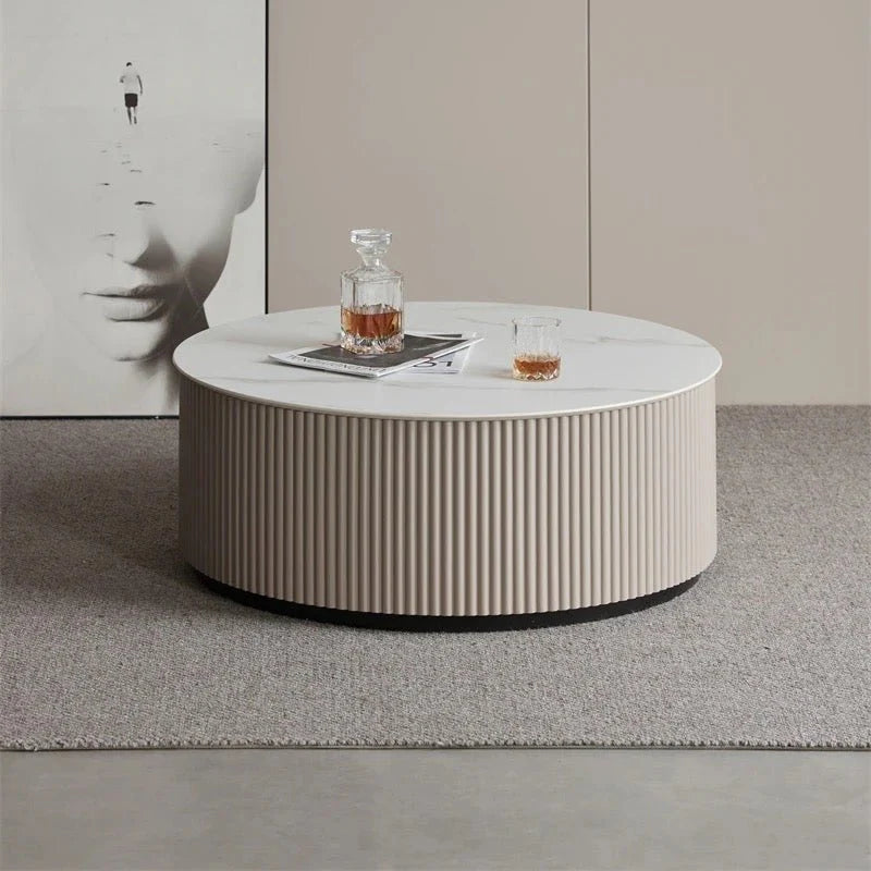Round Slate Top Coffee Table Glam Drum Coffee Cocktail Table Luxury Casa