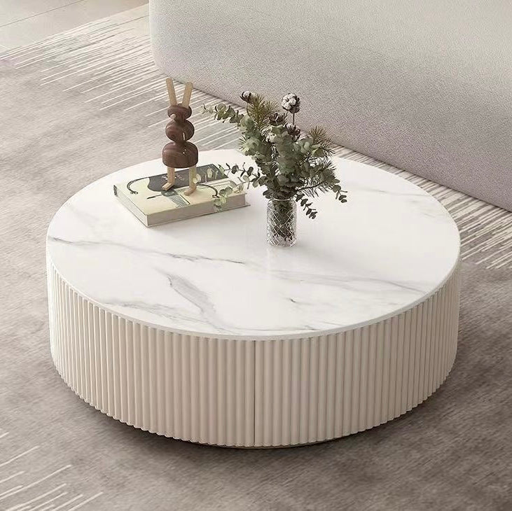 Round Slate Top Coffee Table Glam Drum Coffee Cocktail Table Luxury Casa