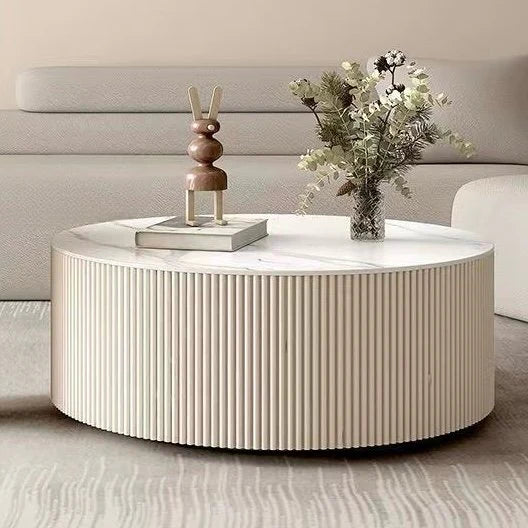 Round Slate Top Coffee Table Glam Drum Coffee Cocktail Table Luxury Casa