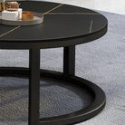 ROI Black Coffee Table Set – Marble Top with Hidden Drawer Storage Luxury Casa